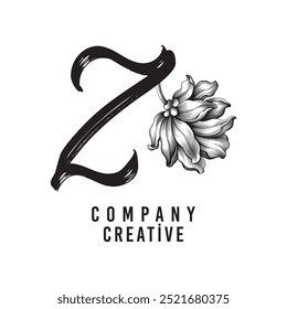 Letra Z Linked Leaf Logo, color negro, diseño único
