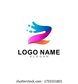 letter Z logo and 3d icon template, colorful design illustration