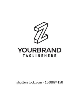 Letter Z logo 3D isometric lines geometric shape template design vector
