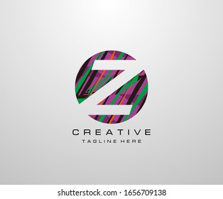 Letter Z Logo. Abstract Circle Z letter design, made of various geometric shapes in color.