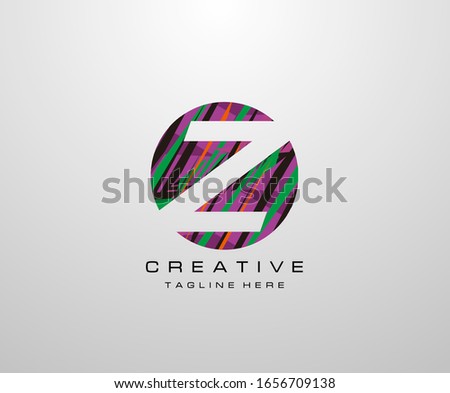 Letter Z Logo. Abstract Circle Z letter design, made of various geometric shapes in color.