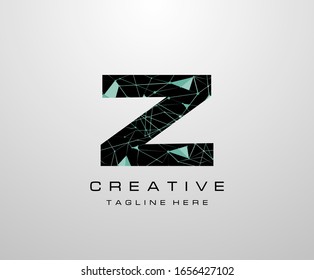 Letter Z Logo. Abstract Technology Z letter design, made of various geometry chain line letter logo