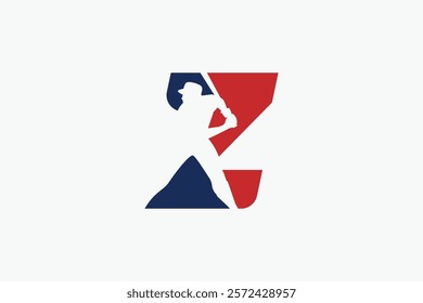 letter Z logo with baseball player silhouette. It is good for team logo, club, sticker, etc.