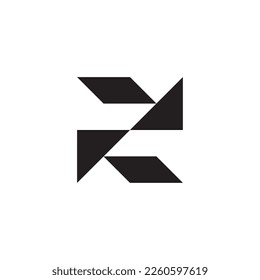 Letter Z Logo schwarz-weiß, geometrische Dreieck-flache Form, abstraktes Reißverschlusszeichen