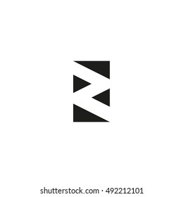 Letter Z logo black and white graphic geometric triangle flat shape, abstract zipper emblem