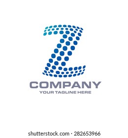 Letter z logo , Blue Bold sphare logo on white background . Place for Company name and tag line . Business logo - vector illustration