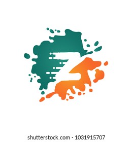 Letter Z logo with colorful splash background, letter combination logo design for creative industry, web, business and company.