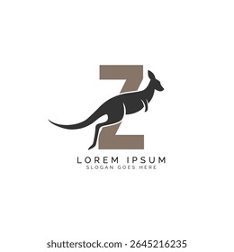 letter Z logo Concept with Kangaroo design. Alphabet Z with great combination of Kangaroo symbol