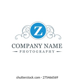 Letter z logo, creative Blue symbol floral emblem 