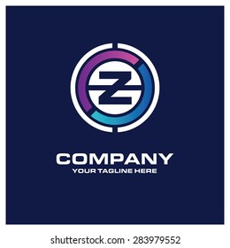 Letter Z logo - Creative Circle Logo - Place for Company name and tag line . Business Icon - vector illustration