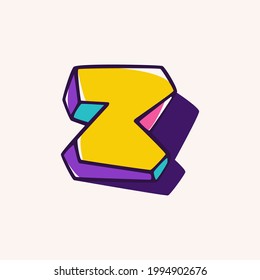 Letter Z logo in cubic children style based on impossible isometric shapes. Perfect for kids labels, illusion branding, cute birthday posters etc.