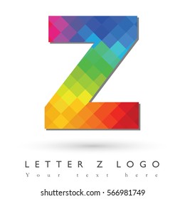 Letter Z Logo Design Concept in Rainbow Mosaic Pattern Fill and White Background
