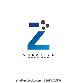 Letter Z logo design with elegant and luxurious style. Blue Geometric Shape with Hexagon Pixel Points. suitable for Business Logo, Technology, company. Logo Template Elements. initial Z letter logo.