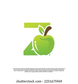 Letter Z logo design with fruit template fresh logo Premium Vector