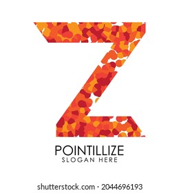 Letter Z logo design in pointillize effect. Branding letter logo in white background.