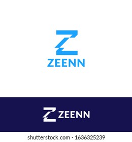 Letter Z logo design template. Make from line and sliced, use blue color. Good fro company business, technology