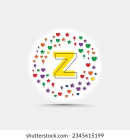 Letter z logo design template with colorful love heart star and balloon vector