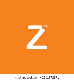 letter Z logo design with unique creative bite marks in modern style in white on orange background. cute letter Z illustration. suitable for business logo, company, marketing, promotion, food, etc