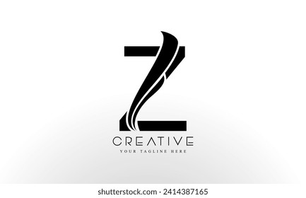 Letter Z Logo Design Vector with Curved Swoosh Lines and Creative Look