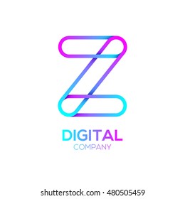 Letter Z Logo Design.Linked shape circle symbol,Digital,pink blue