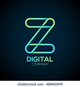 Letter Z Logo Design.Linked shape circle symbol,Digital,green blue