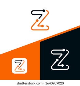 Letter Z logo Design,Technology and digital dot connection logo vector