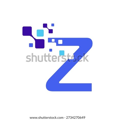 Letter Z Logo with Digital Rounded Squares