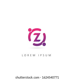 Letter Z Logo With Dot Element. Design Vector People Logo Template