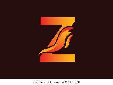 Letter Z logo with fire flame shape, emblem, design concept, creative symbol, icon business or corporate Vector Illustration logo Design template.
