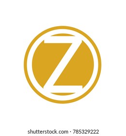 letter Z  logo with gold lines and circle