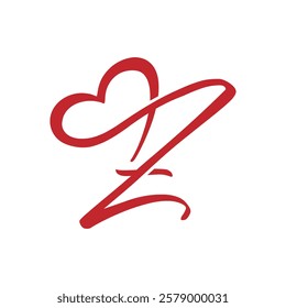 Letter Z logo with heart icon, Letter Z heart simple modern and unique logo, Letter Z abstract logo, Beauty and Fashion logo with letter Z