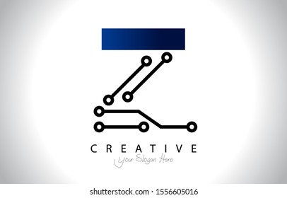 Letter Z Logo Icon Design With Circuit Shape. Initial Z logo design minimal clean and simple.