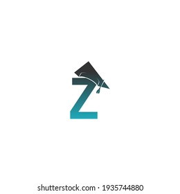 Letter Z logo icon with graduation hat design vector illustration