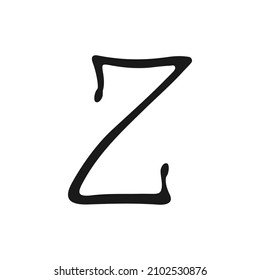 Letter Z logo, icon. Hand drawn isolated letter z sign. Handwritten, lettering for logo. Calligraphy letter z template. Lettering script, font