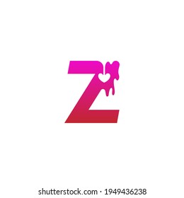 Letter Z logo icon with melting love symbol design template vector