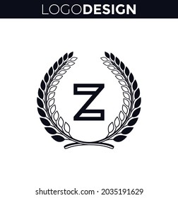 Diseño de plantilla vectorial de icono del logotipo Z de la letra. Diseño del logotipo del escudo floral.