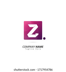 letter Z logo inside a square with origami concepts and dot element. Design vector illustration logo for company
