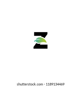 Letter z logo with leaf element, Arbor Day. Ecology concept