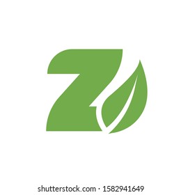 letter z logo with leaf. nature logo