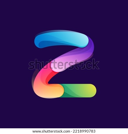 Letter Z logo made of overlapping colorful lines. Rainbow vivid gradient modern icon. Vector one line typeface for tech branding design, nightlife labels, multimedia posters, futuristic identity etc.
