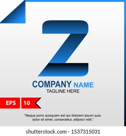Letter Z Logo modern Blue color for the business or icon .  Letter Z Design Vector. isolated on the gray gradien background 
