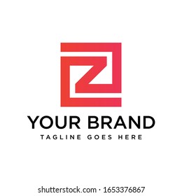 Letter Z logo monogram, minimal style simple linear initial in the square geometric shape