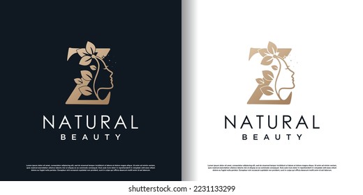 logotipo de letra z con concepto de belleza natural vector premium