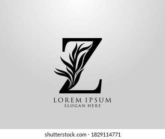 Letter Z logo Nature Leaves Logo, alphabetical leaf icon.