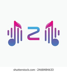 letter Z Logo with Pulse music player element. Logo template electronic music, equalizer, dj, nightclub, disco. Audio wave logo concept, Multimedia