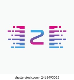 letter Z Logo with Pulse music player element. Logo template electronic music, equalizer, dj, nightclub, disco. Audio wave logo concept, Multimedia