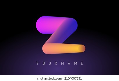 Logo de la letra Z con gradiente 3d arco iris. Ilustración vectorial creativa con forma de gradiente tipográfico y vibrante. Ruta de color líquido.  