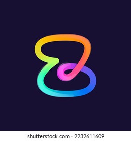 Letter Z logo. Rainbow gradient one line icon. Overlapping multicolor emblem with glossy shine. Ideal for colorful app, street art design, bright advertising, toy packaging, multimedia identity.