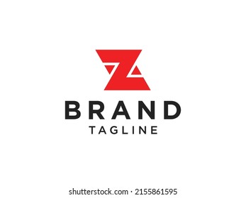 Letra Z Logotipo Línea cuadrada roja redondeada aislada sobre fondo blanco. Elemento de plantilla de diseño de logotipo de vectores planos
