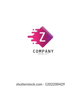 Letter Z Logo square. Z Letter Design Vector Template with dot and Square. gradient purple eps 10. vector illustration